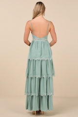 Reed Sage Tiered Lace Maxi Dress