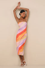 Jaylah Light Blue Multi Mesh Strapless Midi Dress