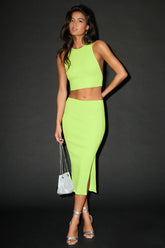 Absolute Edge Orange Sleeveless Two-Piece Bodycon Midi Dress