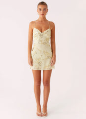 Vietta Sequin Cami Mini Dress - Yellow