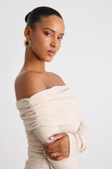 Coveted Favorite Cream Textured Off-the-Shoulder Top