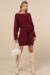Modern Comfort Olive Green Dolman Sleeve Mini Sweater Dress