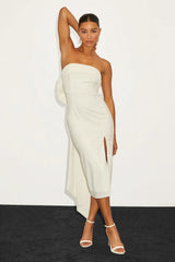 Fabulous Phenomenon Black and White Strapless Bow Midi Dress