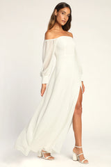 Feel the Romance Emerald Green Off-the-Shoulder Maxi Dress