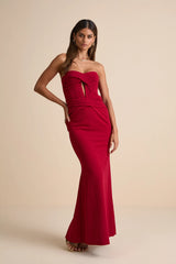 Elegant Finesse Light Blue Pleated Cutout Maxi Dress