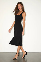 Moment Maker Emerald Square Neck Trumpet Midi Dress