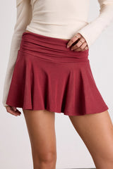 Celida Rusty Rose Jersey Knit Low-Rise Micro Mini Skort