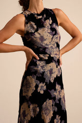 Ramonda Black Velvet Burnout Sleeveless Maxi Dress