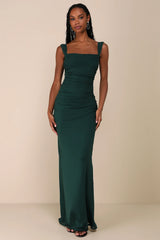 Amazing Presence Blue Mesh Ruched Column Maxi Dress
