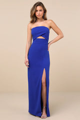 Extravagant Persona Black Strapless Cutout Column Maxi Dress