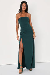 Foxy Emerald Green Strapless Maxi Dress
