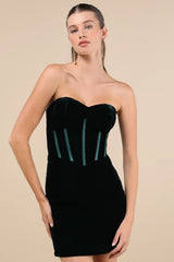 Poised Favorite Burgundy Velvet Bustier Strapless Mini Dress