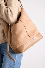 Denise Tan Suede Slouchy Tote Bag