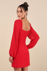 Flirtatious Designs Light Pink Chiffon Balloon Sleeve Mini Dress