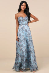 Most Beautiful Day Ivory Multi Floral Print Organza Maxi Dress