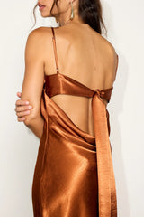 Hartley Silver Satin Tie-Back Maxi Dress