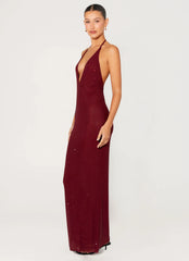 Keliese Beaded Maxi Dress - Burgundy
