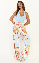 Rachel Top - Halter Fitted Top in Blue