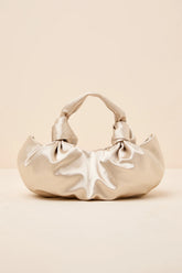 Maelynn Champagne Satin Knotted Handle Bag