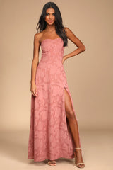 Garden of Romance Rusty Rose Burnout Maxi Dress