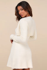Dynamic Sweetheart Pink Eyelash Knit Mini Dress & Shrug Set