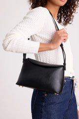 Louette Black Vegan Leather Shoulder Bag