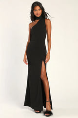 Keep It Interesting Green Asymmetrical Cutout Halter Maxi Dress
