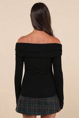 Coveted Favorite Cream Textured Off-the-Shoulder Top