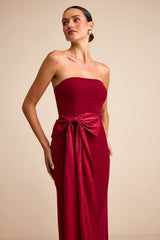 Marvelous Vision Red Strapless Bow Column Maxi Dress
