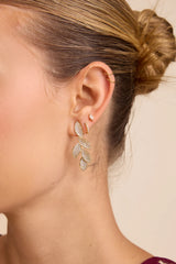 Windsor Silver Rhinestone Leaf Drop Earrings