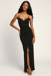Sweetest Admirer Navy Blue Ruched Surplice Maxi Dress