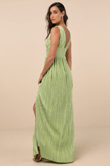 Melitta Light Blue Plisse Sash Maxi Dress