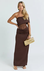 Riley Maxi Dress - Gathered Over Bust Dress in Chocolate