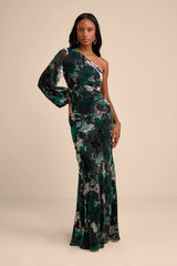 Kendrick Black Multi Floral Burnout One-Shoulder Maxi Dress
