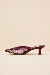 Cleo Cranberry Sequin Pointed-Toe Mule Pumps
