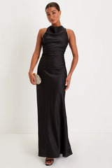 Effortlessly Sensational White Satin Backless Maxi Dress