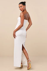 Irresistible Attitude Red Strapless Lace Column Maxi Dress