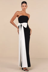 Marvelous Vision Red Strapless Bow Column Maxi Dress