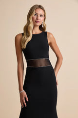 Just Exquisite Black Rhinestone Mermaid Maxi Dress