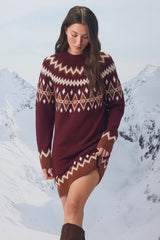 Becklynn Taupe Fair Isle Sweater Mini Dress
