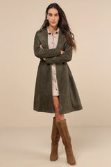 Chic Calling Beige Suede Trench Coat