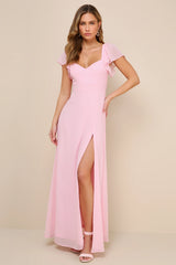 Simply Delightful Black Tie-Back Flutter Sleeve Maxi Dress