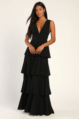 Amazing Evening Navy Blue Tiered Maxi Dress