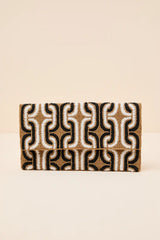 Sikuna Beige and Black Beaded Clutch