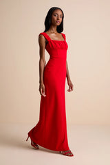 Tayla Sage Sleeveless Ruched Column Maxi Dress
