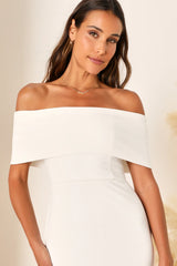 Exceptional Romance White Off-the-Shoulder Mermaid Maxi Dress