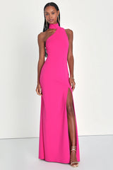 Keep It Interesting Green Asymmetrical Cutout Halter Maxi Dress