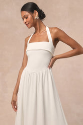Telia White Halter Basque Waist Maxi Dress