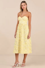 Quite Perfect White Floral Embroidered Strapless Midi Dress
