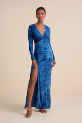 Dynamic Sensation Dark Mauve Floral Velvet Burnout Maxi Dress